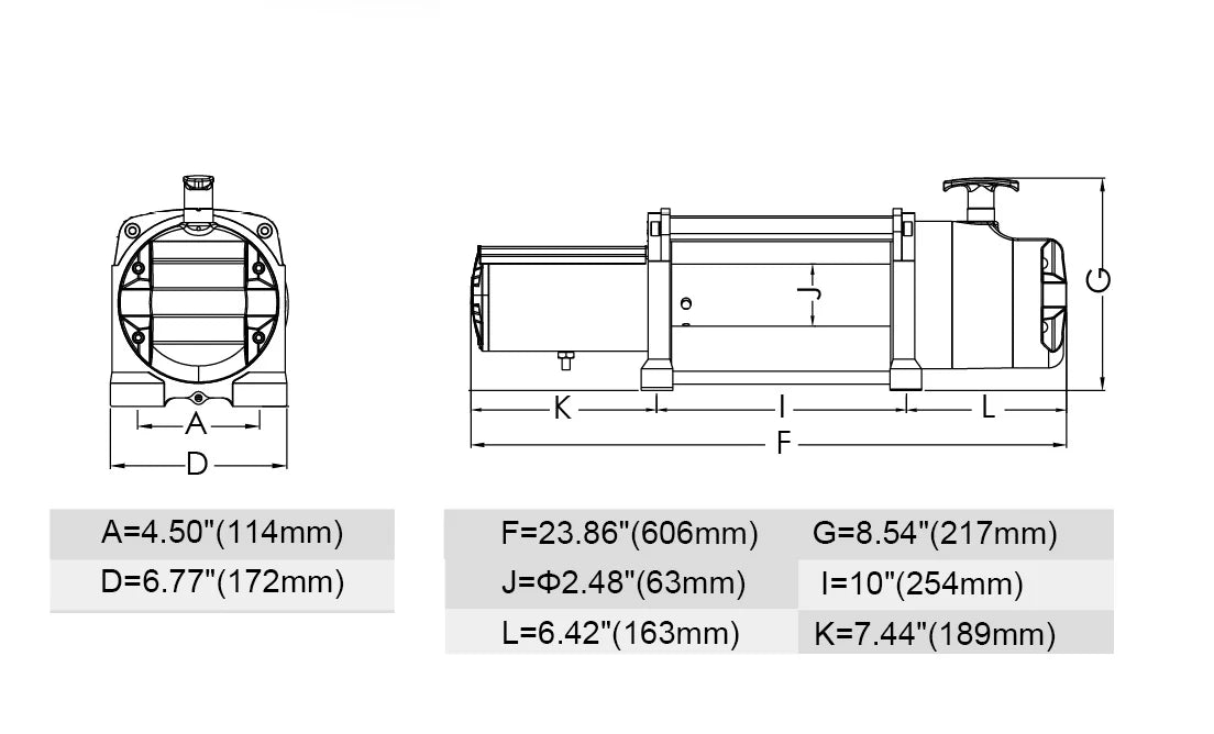 Novawinch PRO Series Electric Winch - 12,500lb 24 volt Foot Down